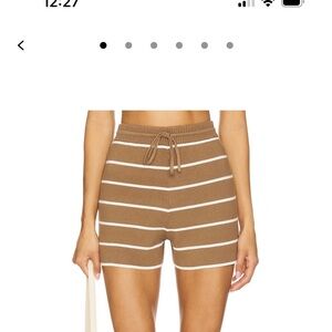 Striped High Waist Brown Women's Shorts